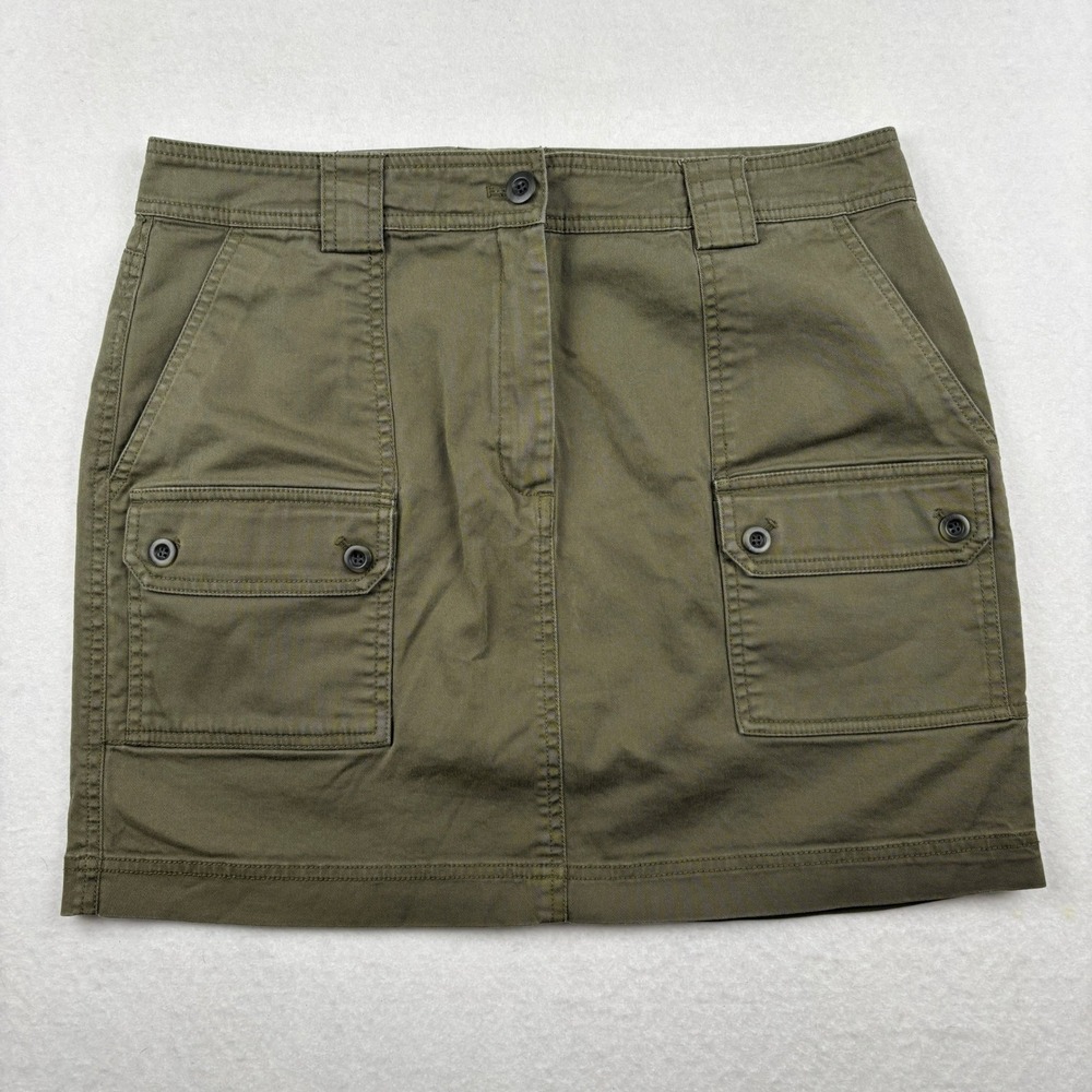 LL Bean Signature Womens Skirt 12 Mini Straight Cargo Pockets Utility Gorpcore